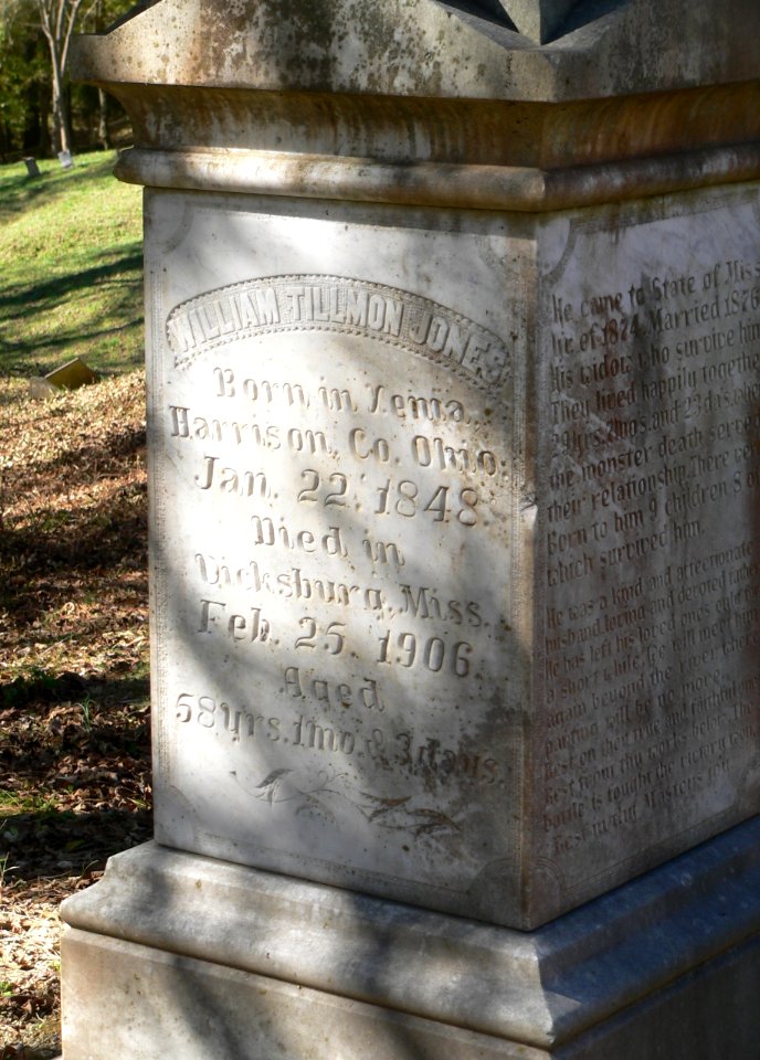 Vicksburg Beulah Cemetery, Wm Tillmon Jones marker 2