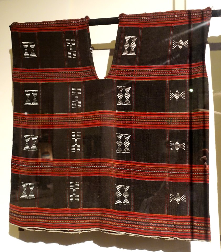 Vest, Ta-oi, Quang Tri, 1948, handmade cotton with beads strung on the weft thread - Vietnamese Women's Museum - Hanoi, Vietnam - DSC03924