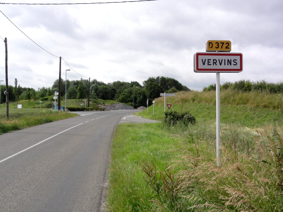 Vervins (Aisne) city limit sign