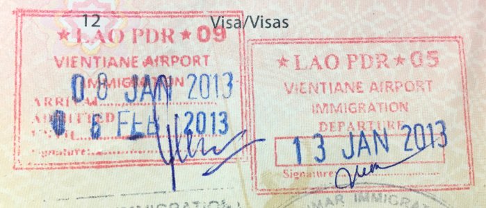 Vientiane International Airport Laos Passport Stamp 2 photo