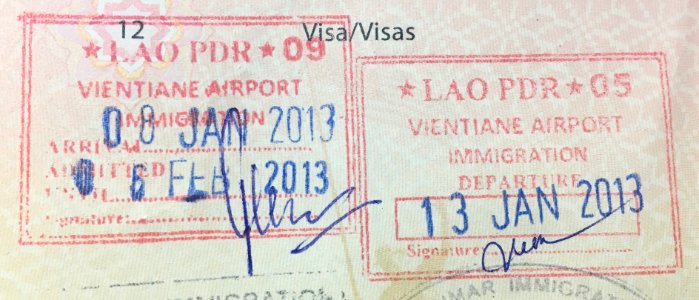 Vientiane International Airport Laos Passport Stamp 2
