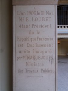 Vichy - Centre thermal des Dômes - Salle du grand dôme, plaque inauguration