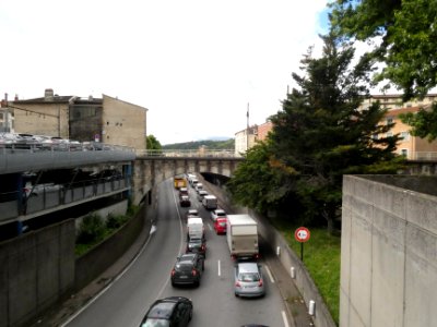 Vienne - Route départementale D41j, depuis la passerelle pour piétons du parking du Centre Ancien