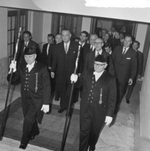 Vice president Lyndon B Johnson op stadhuis te Amsterdam, Bestanddeelnr 915-7141