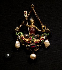 Victoria and Albert Museum Jewellery 11042019 Pendant Double-tailed mermaid Pink tourmaline 19th century 3017