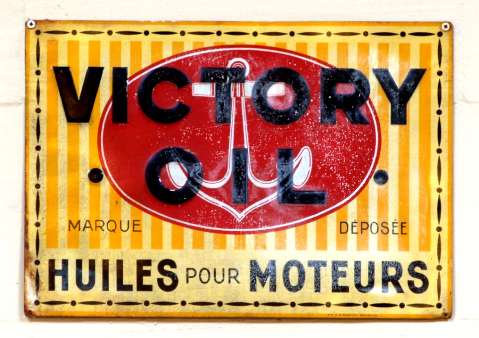 Victory Oil enamel advert sign at the den hartog ford museum