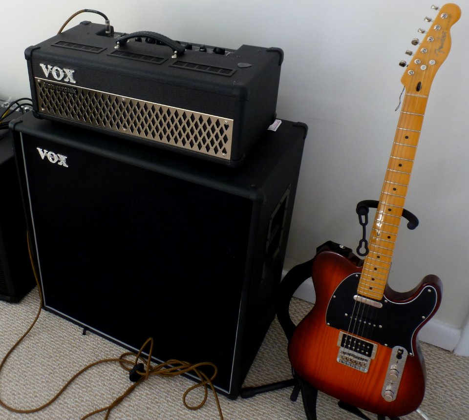 Vox Valvetronix AD100VT half stack amp and Fender Telecaster guitar 02