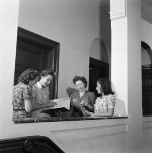 Vrouwelijk personeel in overleg, Bestanddeelnr 900-8192
