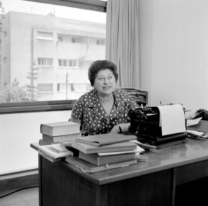 Vrouw achter een bureau, Bestanddeelnr 255-1746