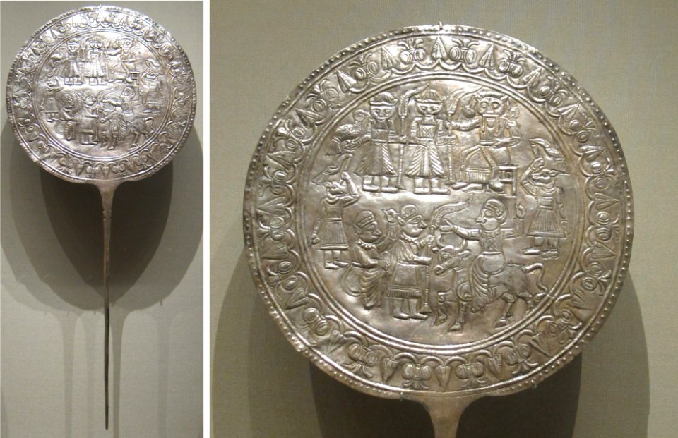 Votive pin with decorated disc, 800-600 BCE, silver, Luristan, Cleveland Museum of Art