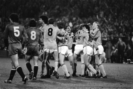 Vreugde bij de Nederlandse spelers na het eerste doelpunt, Bestanddeelnr 932-7764