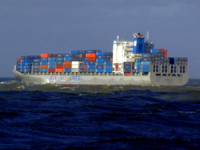 Wan Hai 503 p6, leaving Port of Rotterdam, Holland 21-Jan-2007