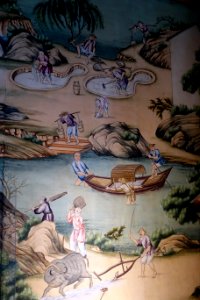 Wallpaper, Canton, China, first hung in 1769. painting on mulberry bark paper - East Bedroom - Harewood House - West Yorkshire, England - DSC01747