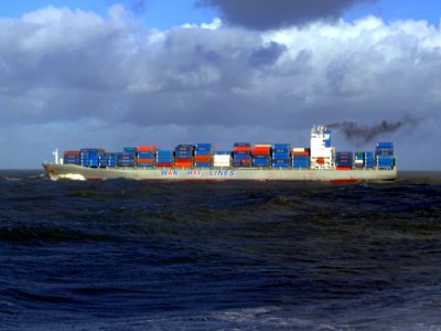 Wan Hai 503 p3, leaving Port of Rotterdam, Holland 21-Jan-2007