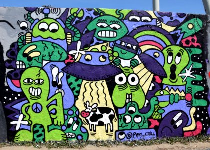 Wandbild Alienfiguren im Mauerpark (Berlin)