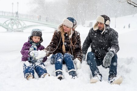 Snowballs winter games mom dad and son photo