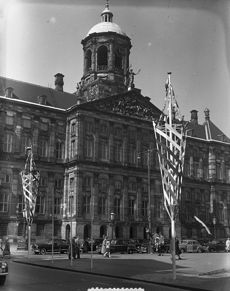 Voorbereiding bezoek Deens Koningspaar Dam, Amsterdam, Bestanddeelnr 906-4129