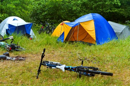 Tent camp forest photo