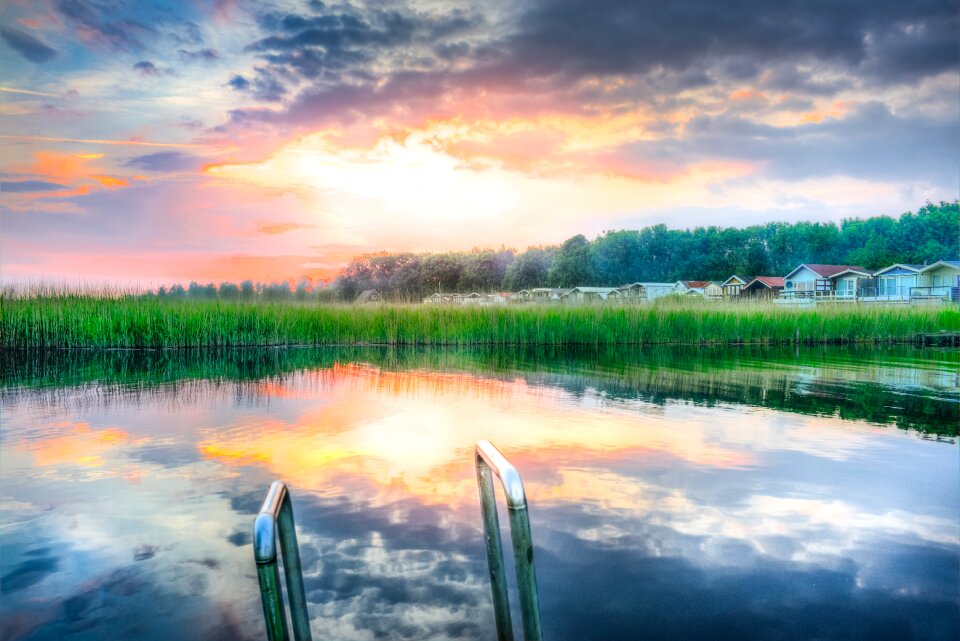 Sunset green reflection
