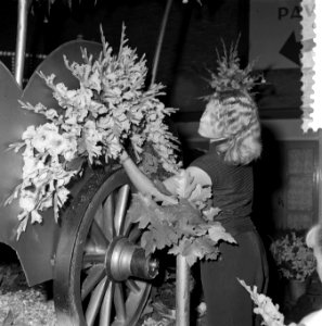 Voorbereidingen bloemencorso Rotterdam In de Ahoy-hal, Bestanddeelnr 908-9633