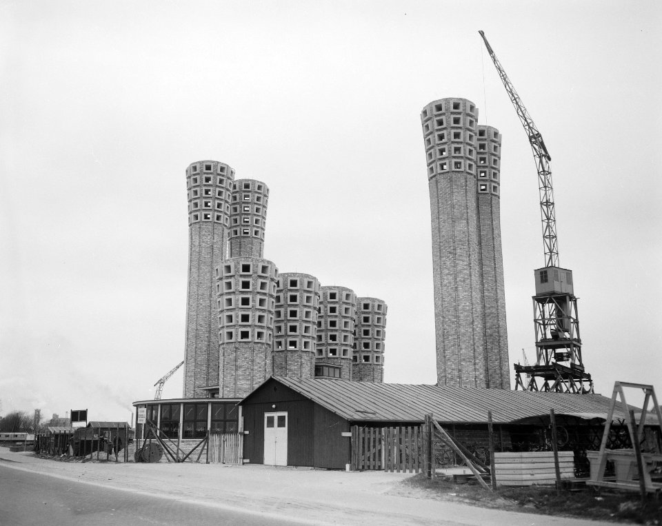 Vorderingen bouw tunnel Velsen. Luchtpijpen, Bestanddeelnr 908-4876