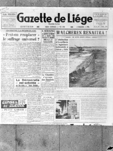 Voorpagina van de Gazette de Liége met een artikel over de droogmaking van Walch, Bestanddeelnr 900-9350