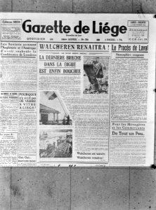 Voorpagina van de Gazette de Liége met een artikel over de droogmaking van Walch, Bestanddeelnr 900-9353