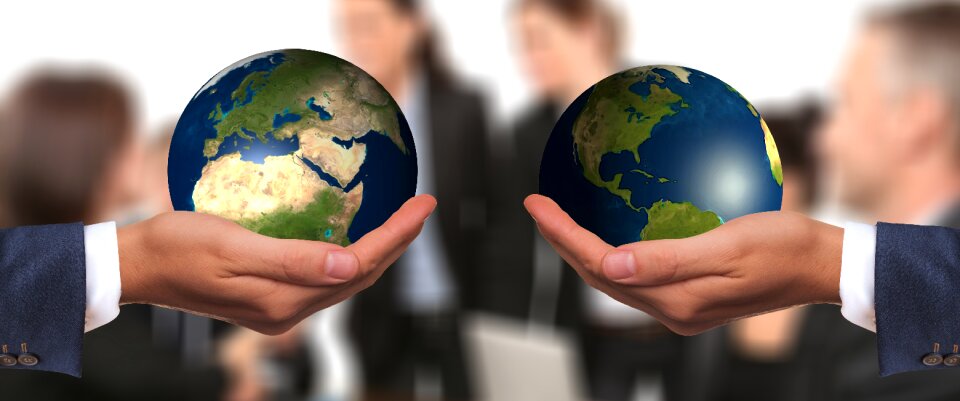 Businessman globe world