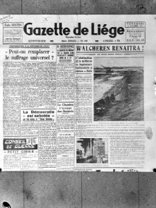 Voorpagina van de Gazette de Liége met een artikel over de droogmaking van Walch, Bestanddeelnr 900-9349