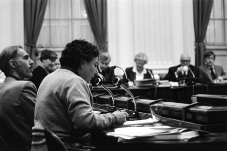 Vooraan InekeHaas Berger tijdens de vergadering, Bestanddeelnr 931-2724