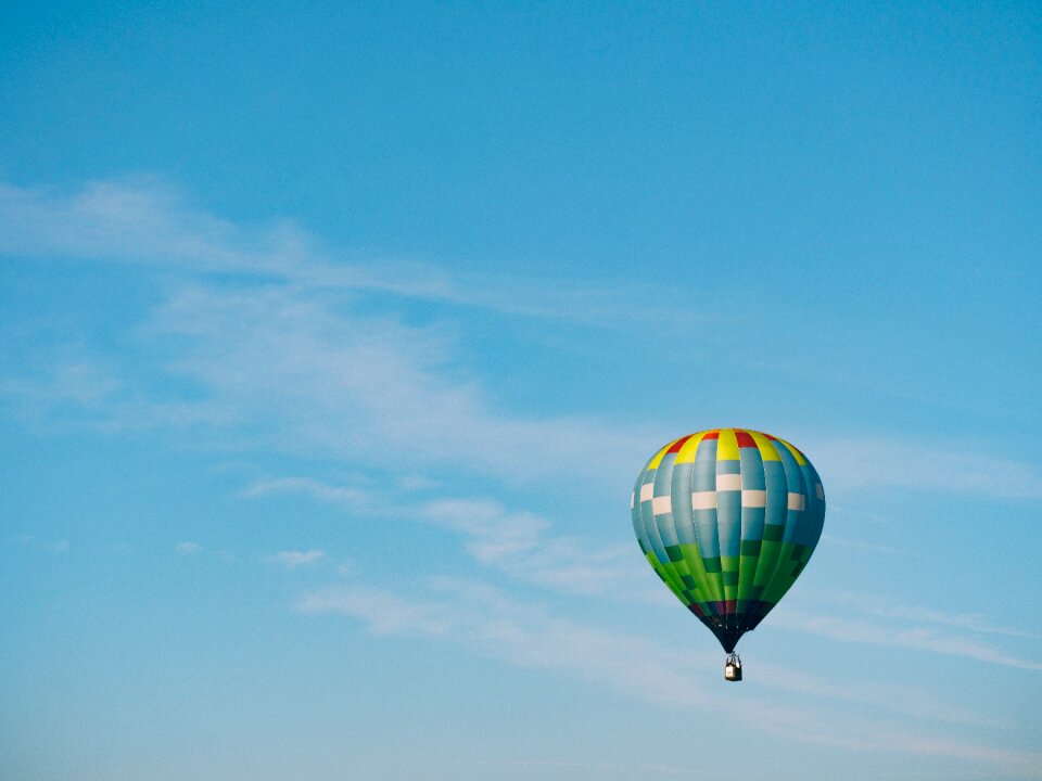 Hot air balloon blue sky
