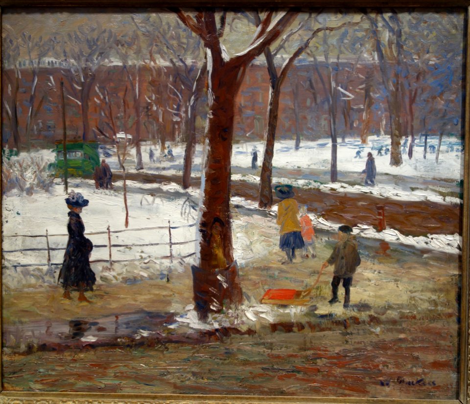 Washington Square, Winter, by William James Glackens, 1910, oil on canvas - New Britain Museum of American Art - DSC09617