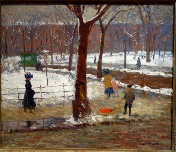 Washington Square, Winter, by William James Glackens, 1910, oil on canvas - New Britain Museum of American Art - DSC09617