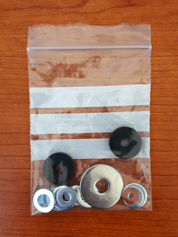 Washers in a transparent zipper storage bag - A