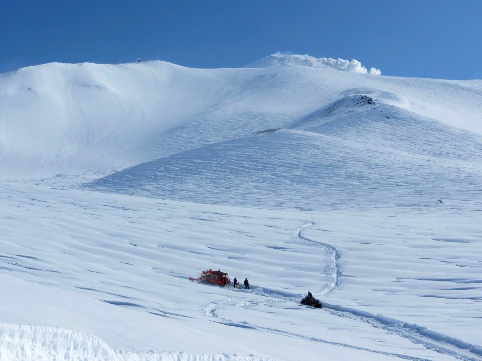 Travel by snowmobile rotrak footprints in the snow