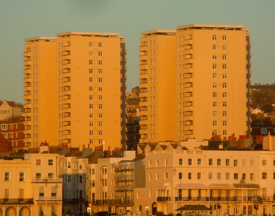 Warwick Mount and Somerset Point, Montague Street and Somerset Street, Kemptown, Brighton (January 2017, seen from Palace Pier)