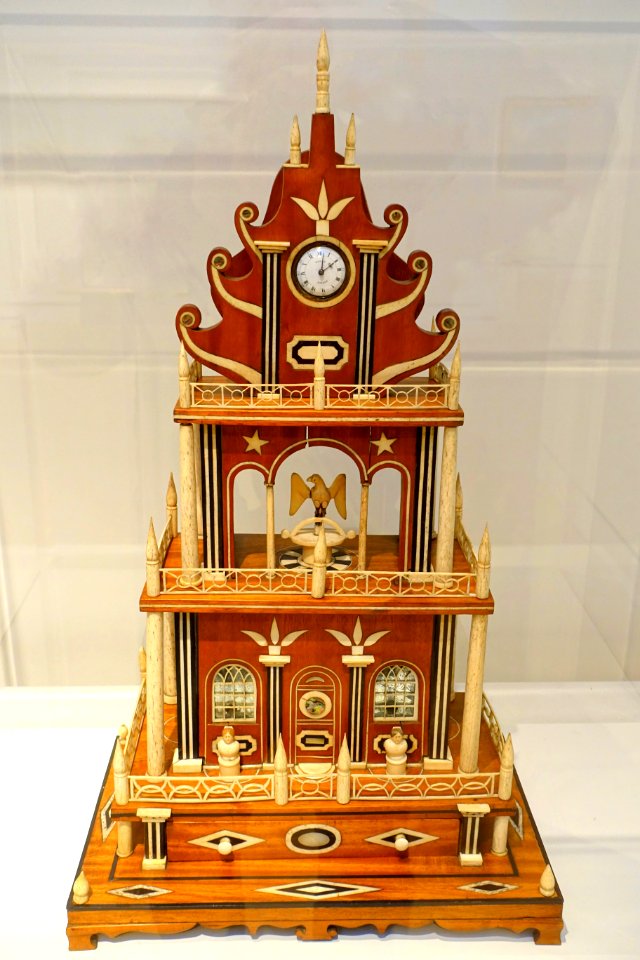 Watch hutch, United States, c. 1840, tropical woods, mother-of-pearl, whale ivory, bone - Peabody Essex Museum - DSC07224