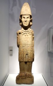 Warrior Figure, probably Mixcoatl-Camaxtle deity, unidentified Huastec artist, Xico Viejo, Veracruz, Mexico, c. 1440-1521 AD, sandstone - Brooklyn Museum - Brooklyn, NY - DSC08459
