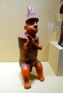 Warrior figure, Jalisco, west Mexico, c. 200 BC to 300 AD, ceramic, polychrome slip - Portland Art Museum - Portland, Oregon - DSC09192