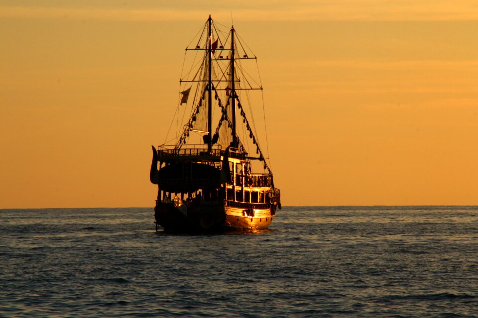 Ship sunset ocean