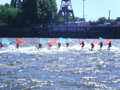 Water skiers Elbe Hamburg