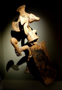 Warrior with bird headdress and shield, Nayarit or Colima state, Late Formative period, c. 100 BC to 200 AD, ceramic - Dallas Museum of Art - DSC04599
