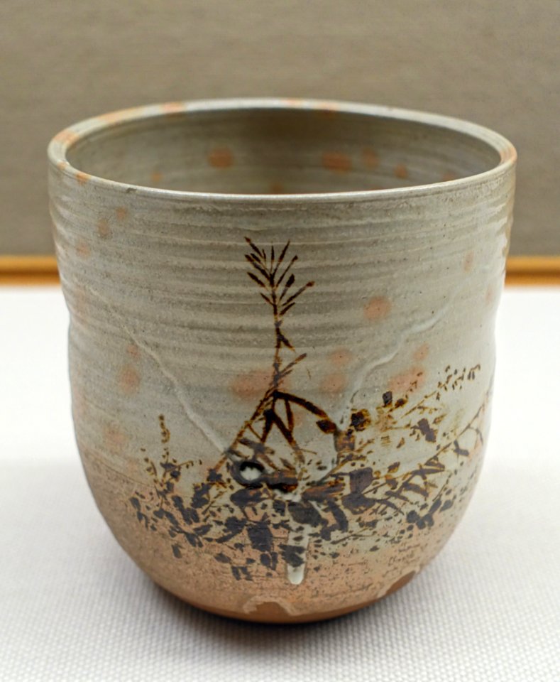 Water jar with autumn grass design, by Nin'ami Dohachi, Edo period, 1800s AD, ceramic, underglaze iron pigment - Tokyo National Museum - Tokyo, Japan - DSC09329
