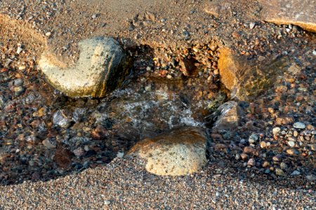 Water running through the sand at Fiskebäcksvik beach