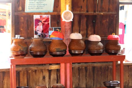 Water Pots for passerbys at Nge Phe Kyaung (Jumping Cat Monastery) photo