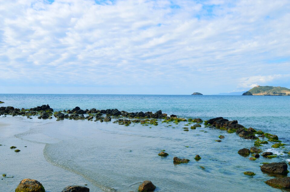 Blue water coastal landscape sea