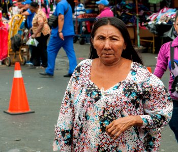 Wayuu woman walking through the flea market photo