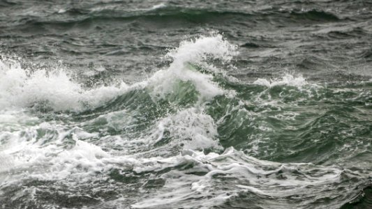 Waves outside Vikarvet Museum during Storm Dennis photo