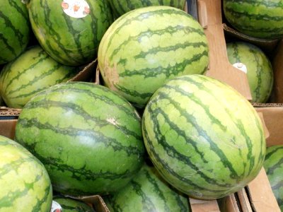 Watermelons in a stack