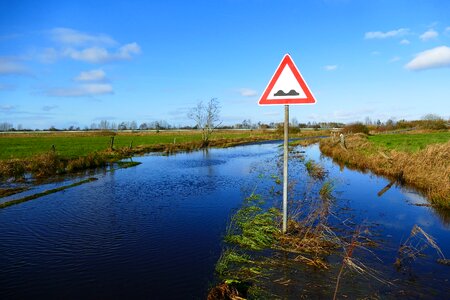 Flood road sign road
